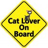 Cat Lover On Board Sticker