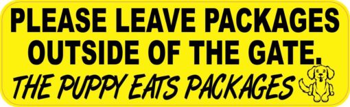 The Puppy Eats Packages Sticker