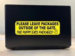 10in x 3in The Puppy Eats Packages Sticker
