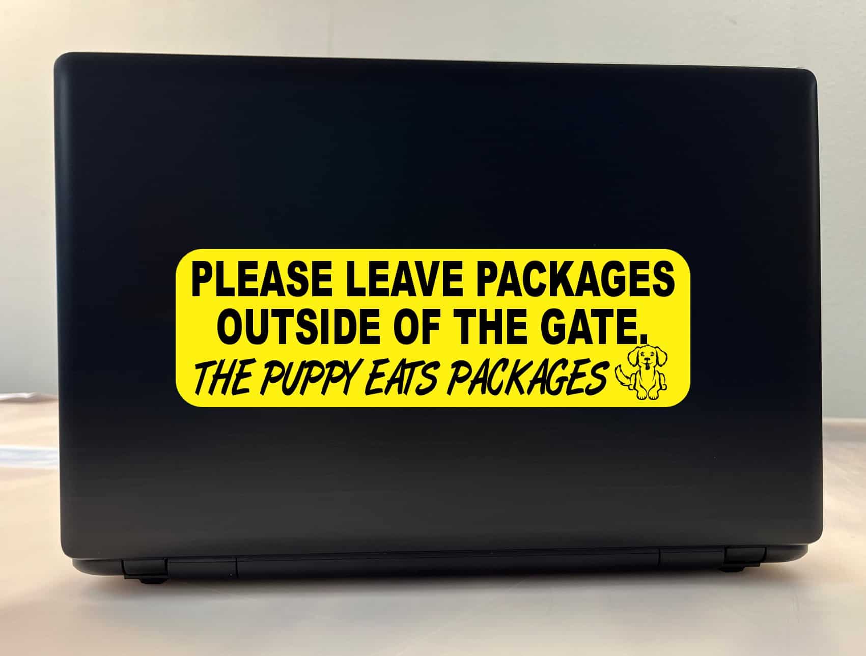 10in x 3in The Puppy Eats Packages Sticker