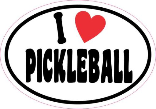 Oval I Love Pickleball Sticker