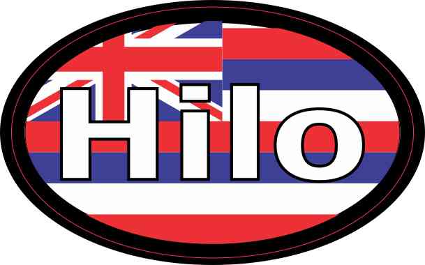 4in x 2.5in Oval Hawaii Flag Hilo Sticker