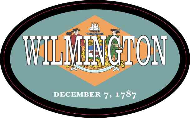 Oval Delaware Flag Wilmington Sticker
