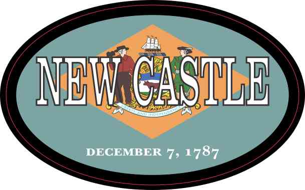 Oval Delaware Flag New Castle Sticker