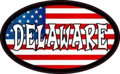 Oval American Flag Delaware Sticker