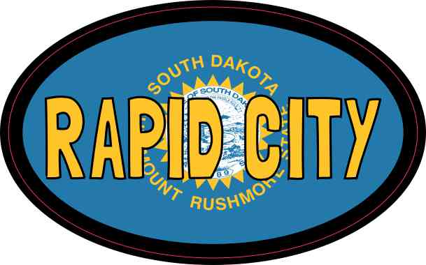 Oval South Dakota Flag Rapid City Sticker