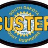 Oval South Dakota Flag Custer Sticker