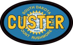 Oval South Dakota Flag Custer Sticker