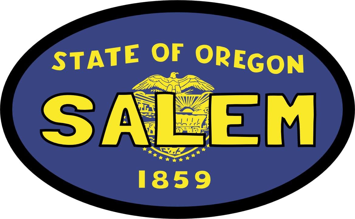 4in x 2.5in Oval Oregon Flag Salem Sticker