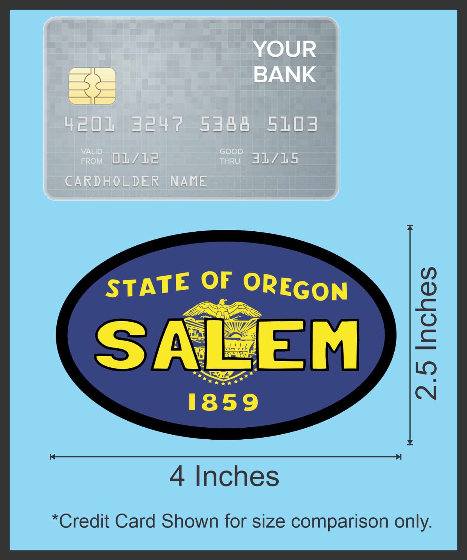 4in x 2.5in Oval Oregon Flag Salem Sticker - Image 6