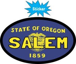 Alternative view of 4in x 2.5in Oval Oregon Flag Salem Sticker