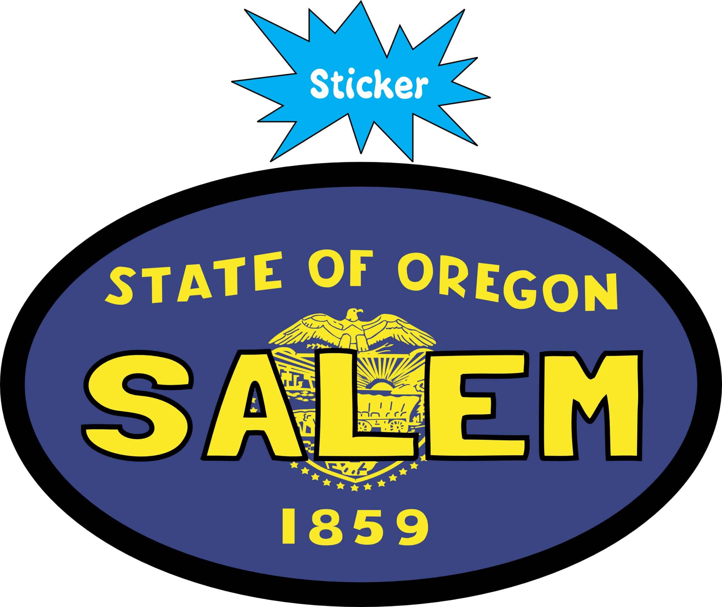 4in x 2.5in Oval Oregon Flag Salem Sticker - Image 2
