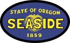 4in x 2.5in Oval Oregon Flag Seaside Sticker