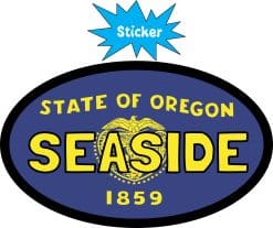 Alternative view of 4in x 2.5in Oval Oregon Flag Seaside Sticker