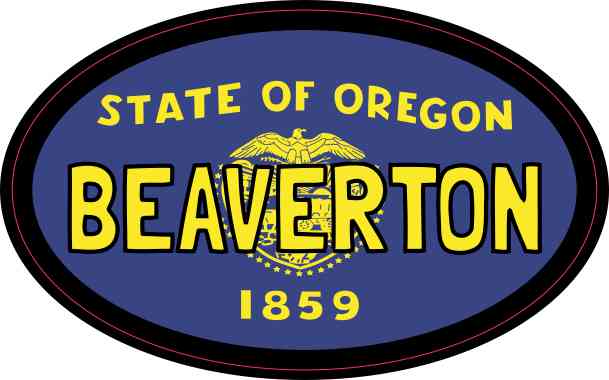 Oval Oregon Flag Beaverton Sticker
