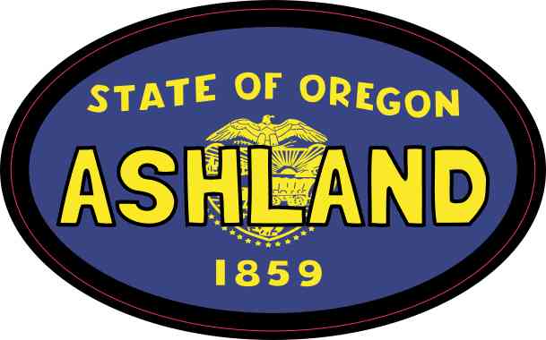 Oval Oregon Flag Ashland Sticker