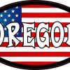 Oval American Flag Oregon Sticker