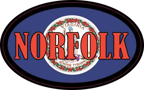 Oval Virginia Flag Norfolk Sticker