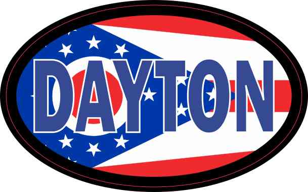 Oval Ohio Flag Dayton Sticker