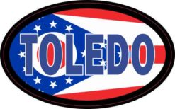 Oval Ohio Flag Toledo Sticker