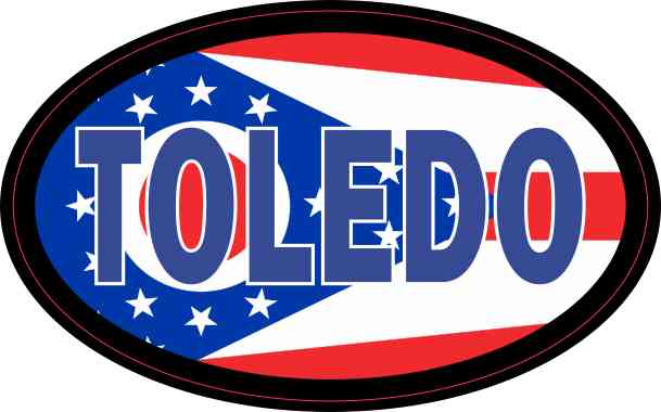 Oval Ohio Flag Toledo Sticker