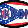 Oval Ohio Flag Akron Sticker