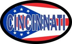 4in x 2.5in Oval Ohio Flag Cincinnati Sticker