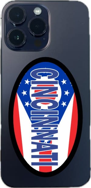 4in x 2.5in Oval Ohio Flag Cincinnati Sticker - Image 6