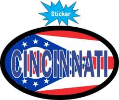 Alternative view of 4in x 2.5in Oval Ohio Flag Cincinnati Sticker