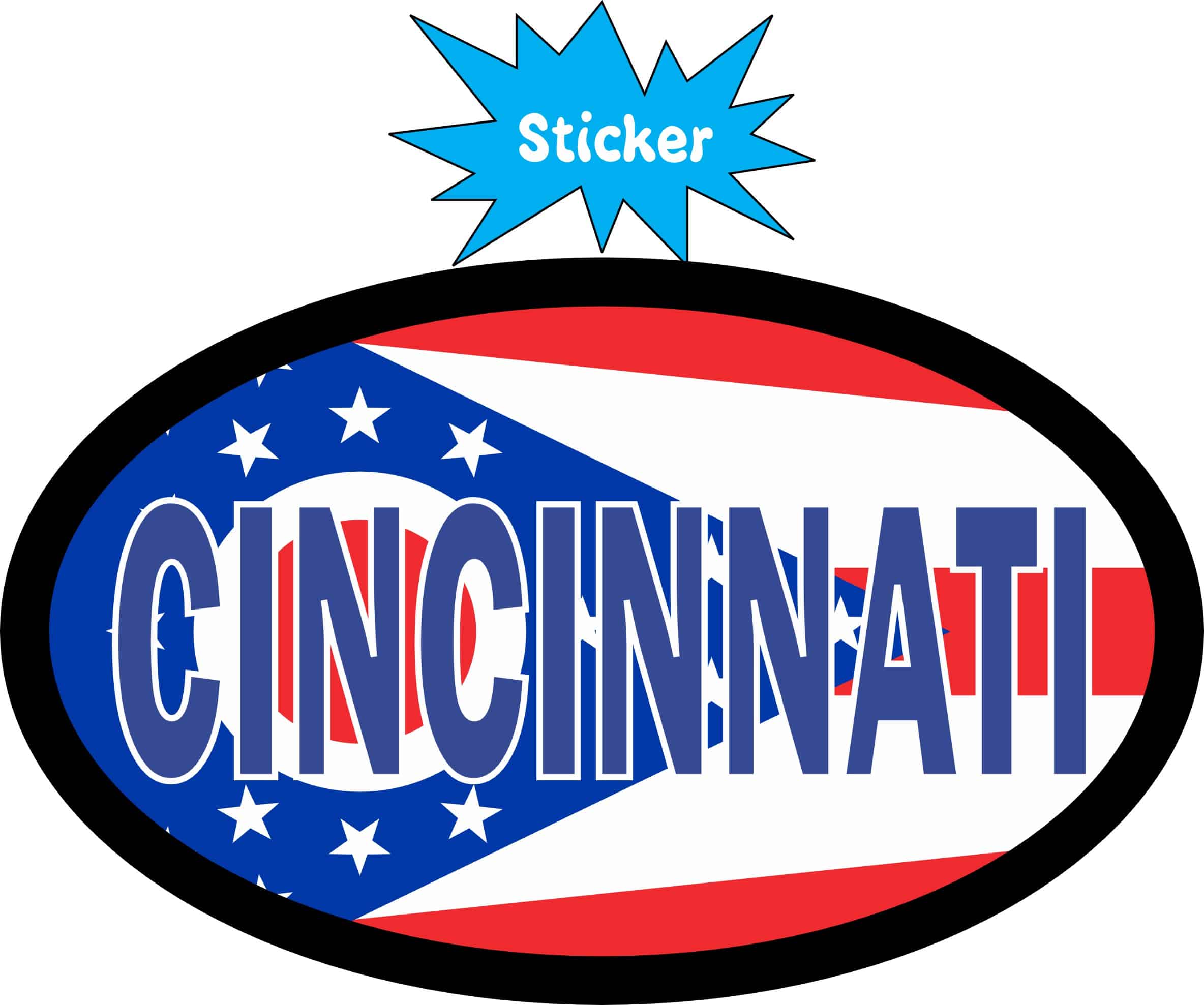 4in x 2.5in Oval Ohio Flag Cincinnati Sticker - Image 2