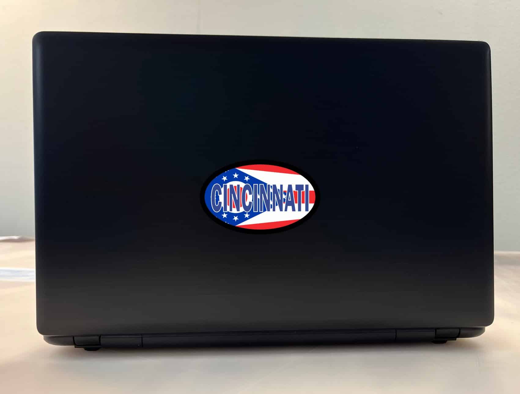 4in x 2.5in Oval Ohio Flag Cincinnati Sticker - Image 3