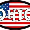 Oval American Flag Ohio Sticker