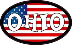 Oval American Flag Ohio Sticker