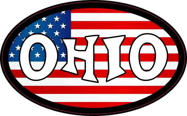 Oval American Flag Ohio Sticker