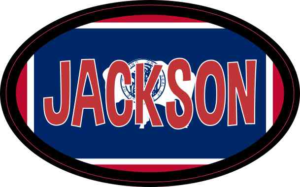 Oval Wyoming Flag Jackson Sticker