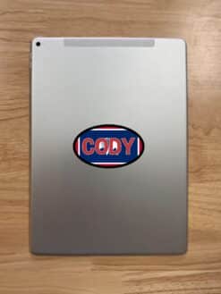 4in x 2.5in Oval Wyoming Flag Cody Sticker