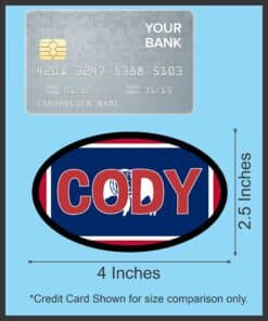 4in x 2.5in Oval Wyoming Flag Cody Sticker