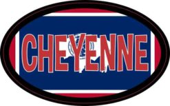 Oval Wyoming Flag Cheyenne Sticker