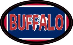 Oval Wyoming Flag Buffalo Sticker