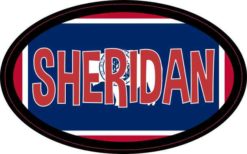 Oval Wyoming Flag Sheridan Sticker