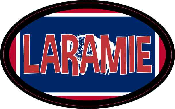 Oval Wyoming Flag Laramie Sticker