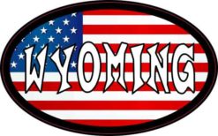 Oval American Flag Wyoming Sticker