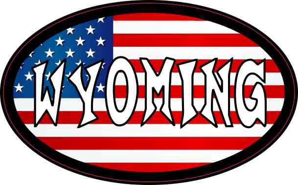 Oval American Flag Wyoming Sticker