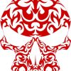 Red Tribal Skull Sticker