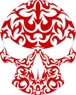 Red Tribal Skull Sticker