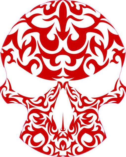 Red Tribal Skull Sticker