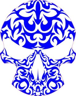 Blue Tribal Skull Sticker