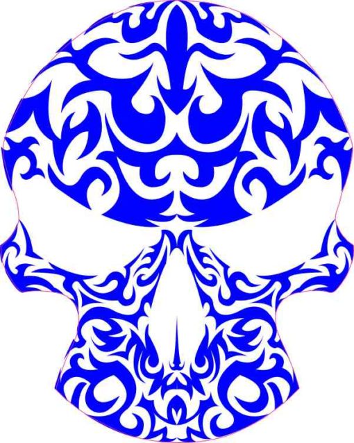 Blue Tribal Skull Sticker