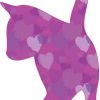 Purple Heart Cat Silhouette Sticker
