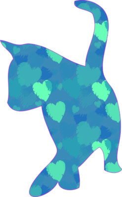 Blue Heart Cat Silhouette Sticker